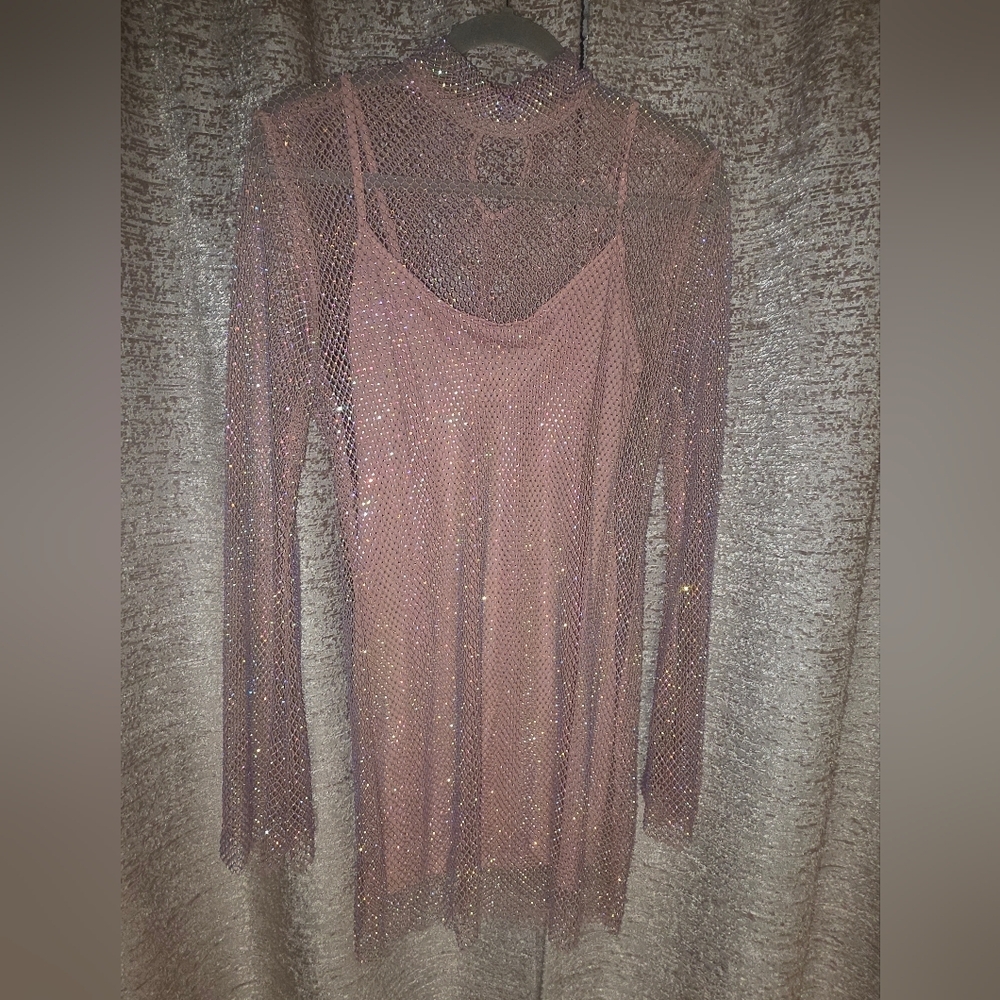 Sparkling Pink Long Sleeve Dress - Picture 2 of 6